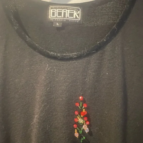 2 Pc Elegant Berek Christmas Knit Cardigan & Matching Tee w Bejeweled Trees L - Picture 7 of 11